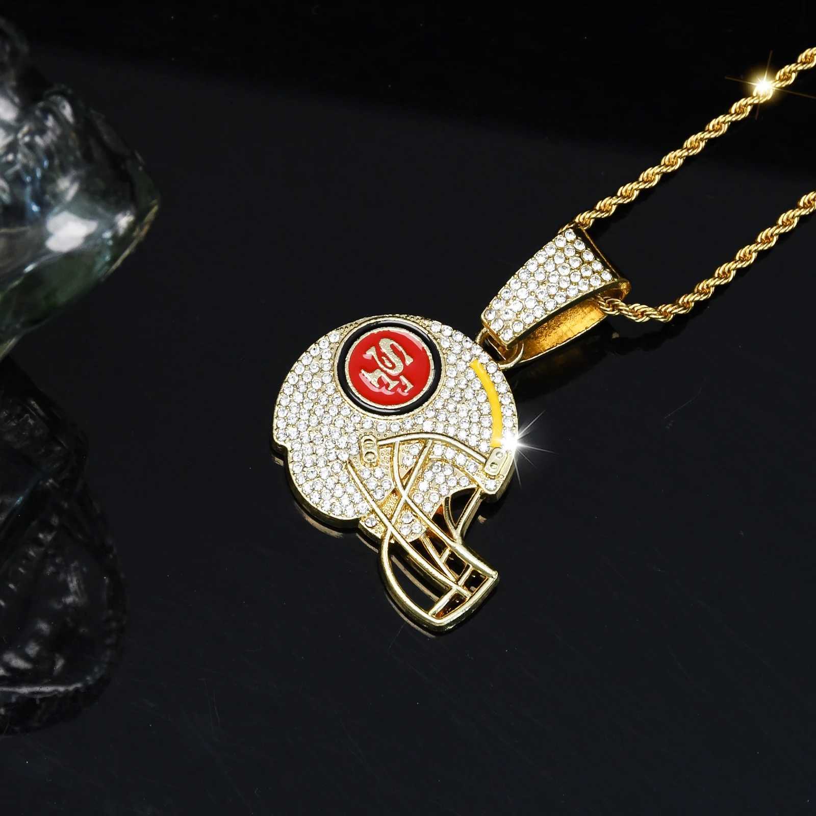 1pc Fl Rhinestone SF Sport Pendant Necklace Stainless Steel Chain New Jewelry Hot Popar in Men X250224