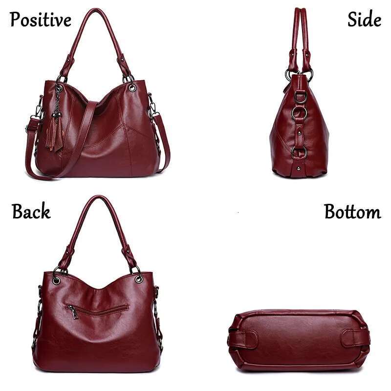 High-End Leather Top-Handle Bag Casual Tote Large Capacity Woman Bags Designer Handbag Purses Brand Shoulder Sac A Main