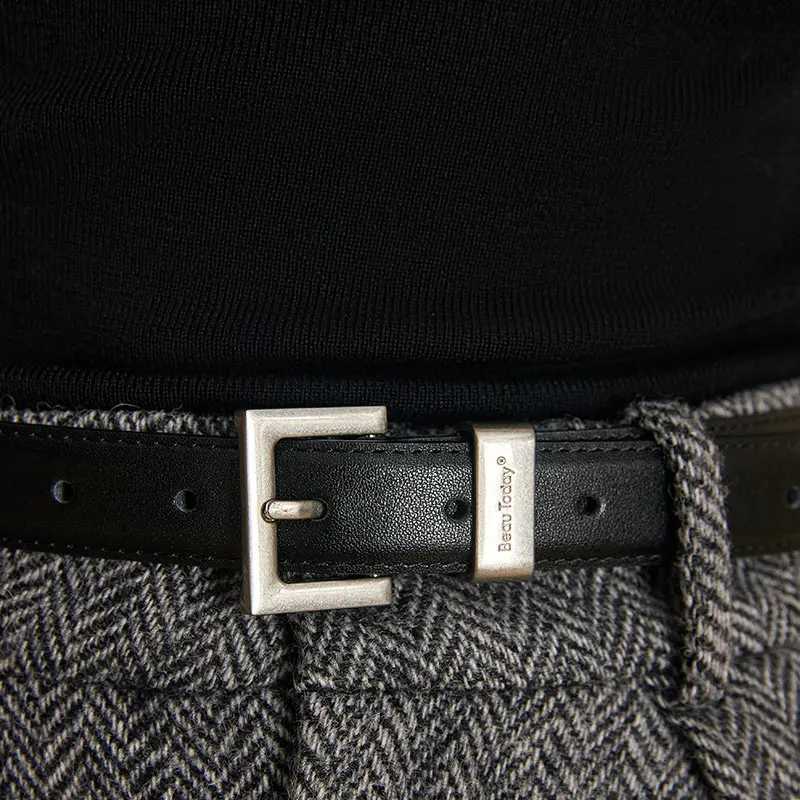 BEAUTODAY Casual Belts Women Cow Split Solid Color Square Buck Ladies Modern Sty Jeans Dr Accories Waistband 91099XJ250224