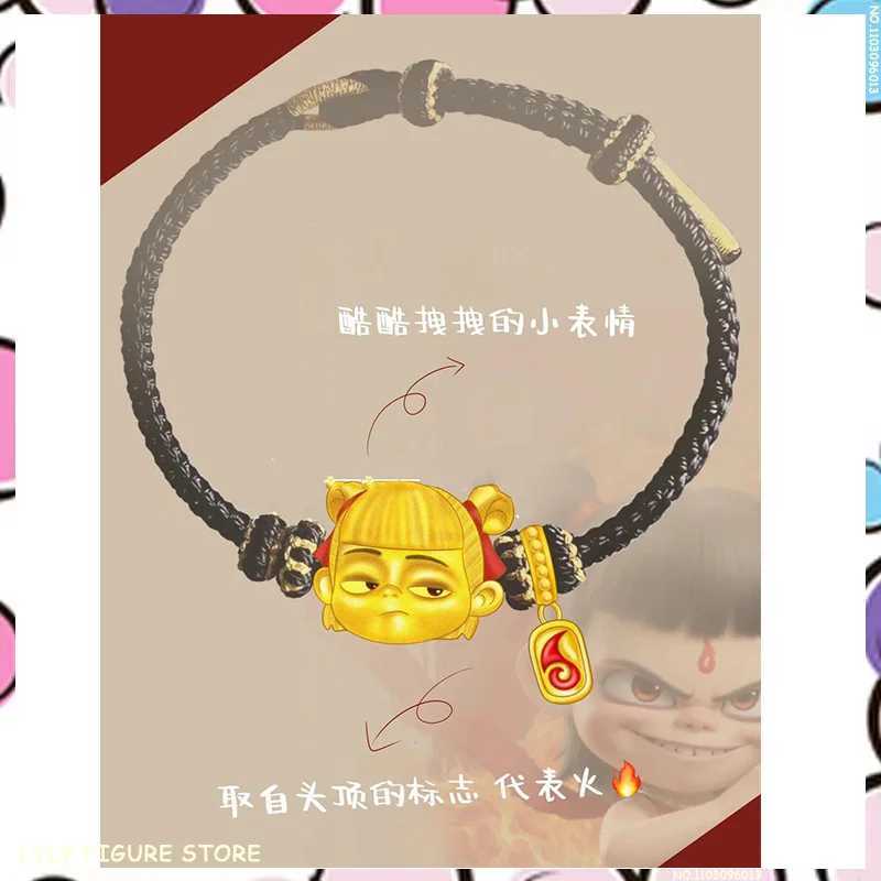Cute Exprion Bead Nezha 2 Handmade Woven Rope Fashionable Metal Nezha Chain Accories Couple Bracelet Kids Gifts CustomXJ250225