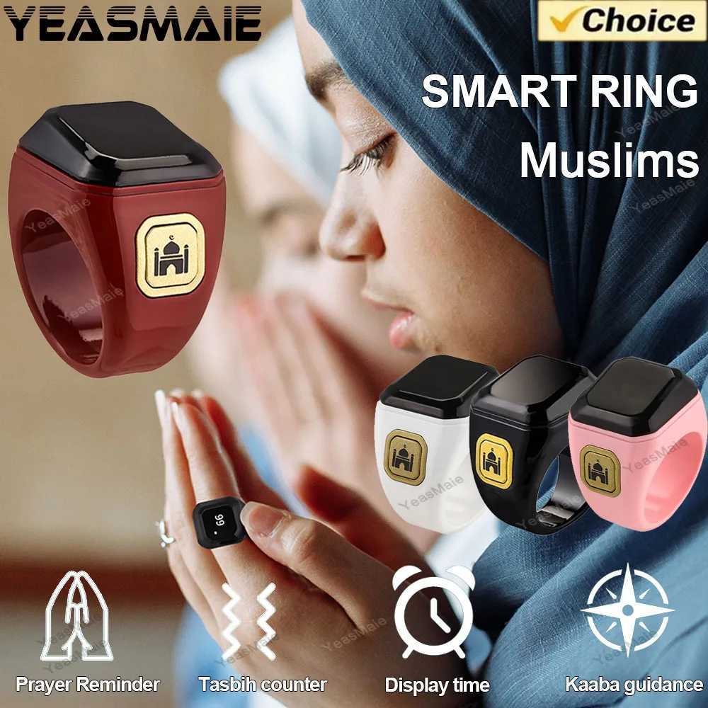 Latest Muslim Smart Ring Tally Tasbeeh Counter 5 Prayer Time Reminder Bluetooth Speaker Waterproof Smart Ring Male and Female Muslim W250225