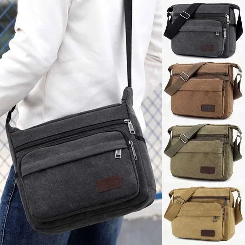 Fashion Canvas Single Shoulder Bag Men Women Unisex Travel Crossbody Bag Outdoor Casual Satchel Vintage Messenger Bags Z250225