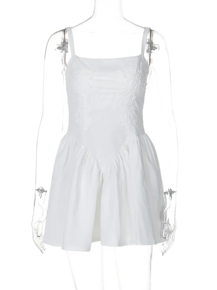 Mozision Backless Lace-up A-line Sexy Mini Dress For Women Fashion Spaghetti Strap Sleeveless Loose Club Party Dress Elegant 250225