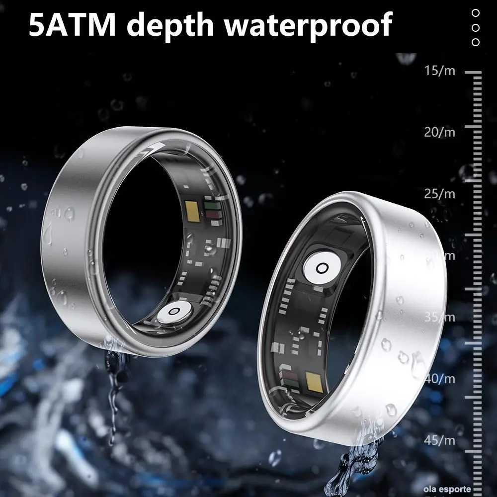New In Smart Ring for Men Women Health and Sleep Monitor 5ATM Waterproof Multi-sport Mode Couple Ring Gold Colors W250819
