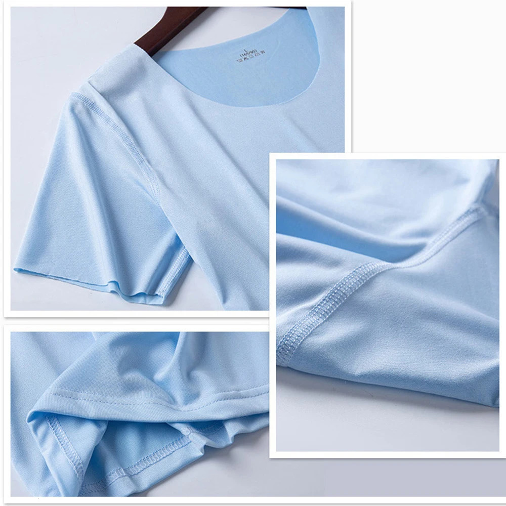 Summer Women T-shirts Ice Silk T-shirt Vest Short Sleeve Tank Fashion Woman Blouses Slim y2k Tops Undershirt Woman Clothes 250225