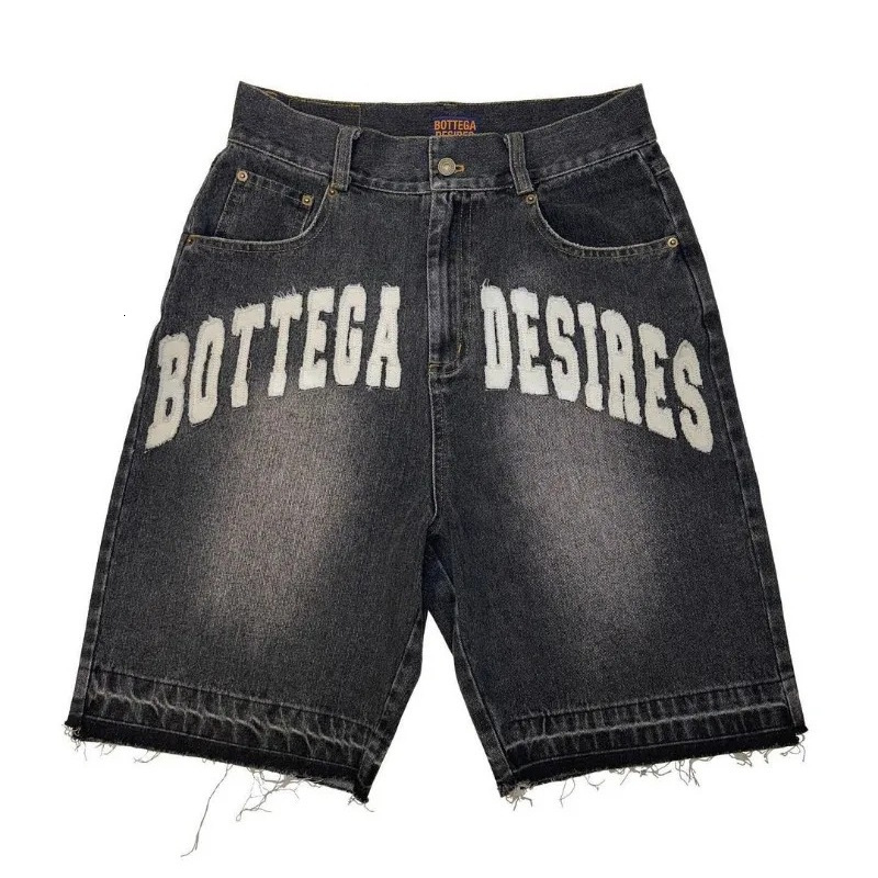2025S designer American street letter y2k casual embroidered bone denim shorts for men and women