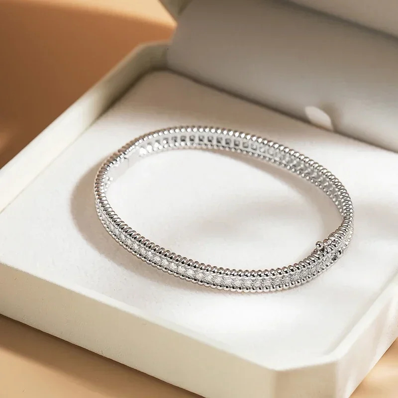 NKHOG 100% S925 Silver 2mm All Mo Silica Bracelet Passes Diamond Testing GRA Certification Gold Plated 18K Gold Bracelet Jewelry Gift 250220