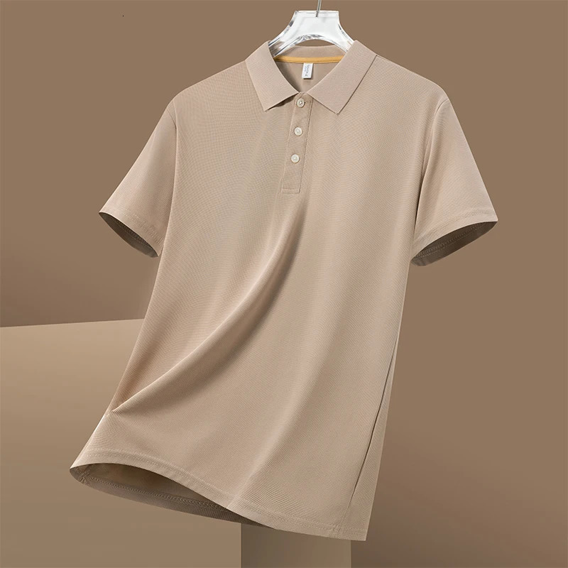 Value summer polo shirt mens short sleeved ice silk polo mens version high-quality lapel T-shirt mens light business t-shi 250222