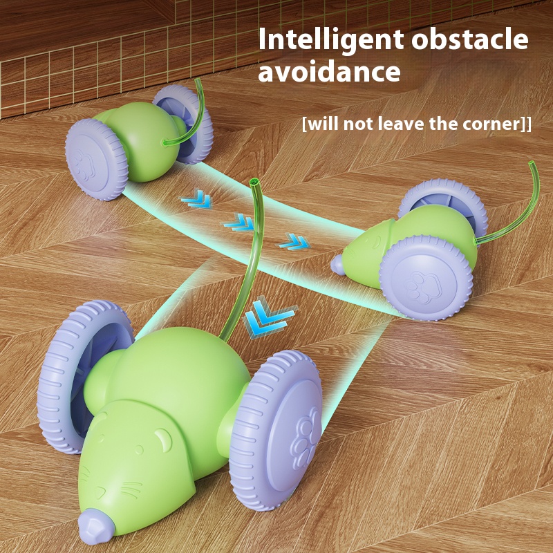 Pet Automatic Cat Mouse Toy Smart Moving Mice Electric Interactive Cat Toys for Indoor Cat with LED Lights;Smart Sensing Moving Electric Cat Toys, USB