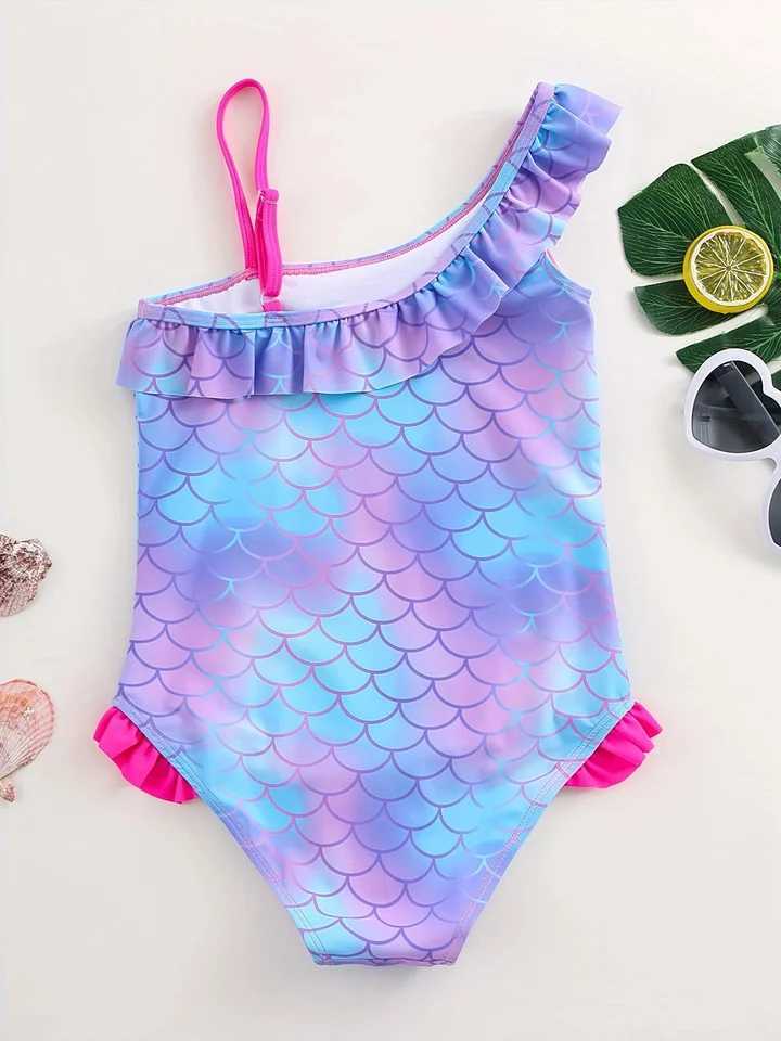 Girls swimsuit fashionable mermaid fish scale one-piece swimsuit X250224