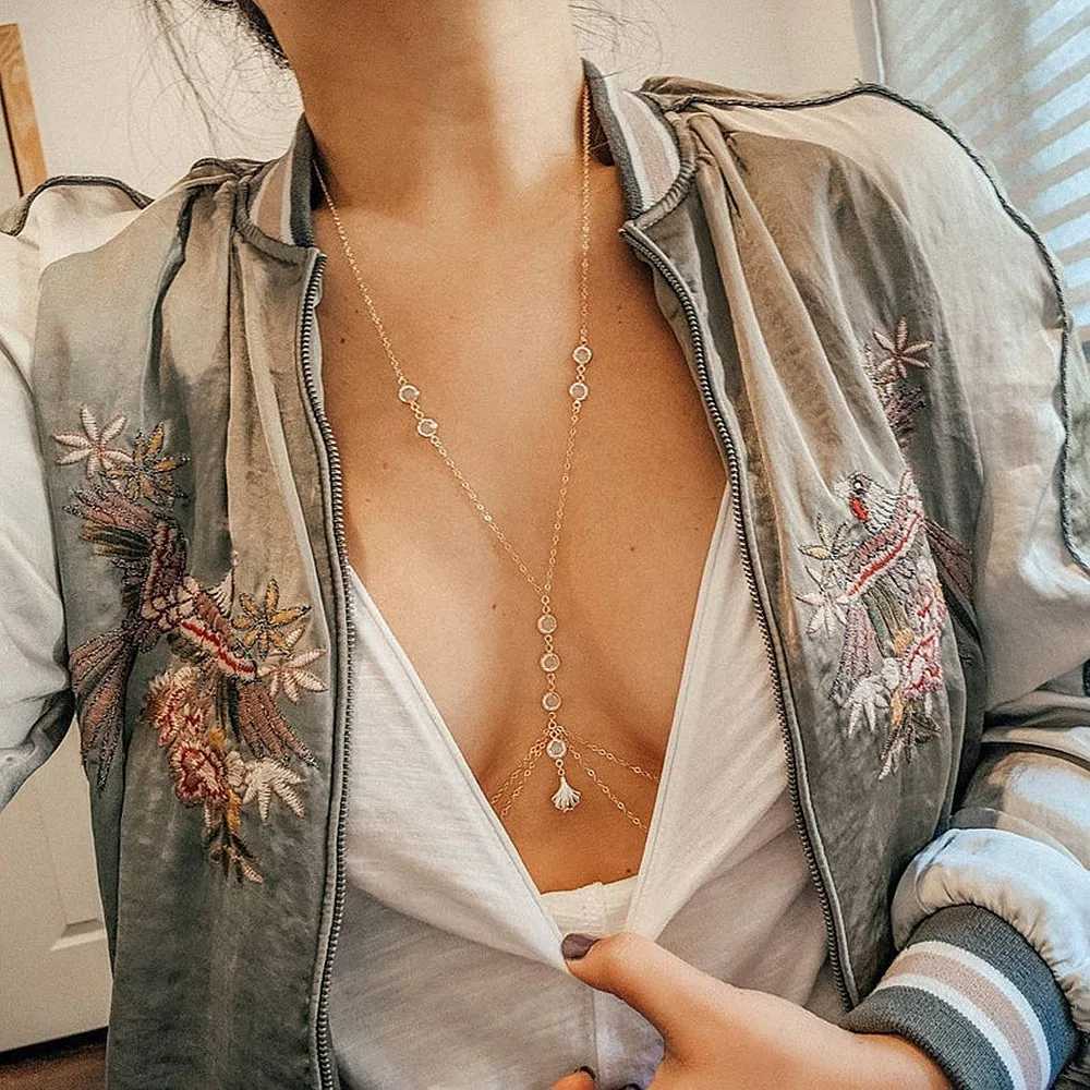Sexy Lingerie Women Body Chain Simp Metal Scallop Pendant Transparent Waist Chain For Women Festival Outfit JewelryXJ250224