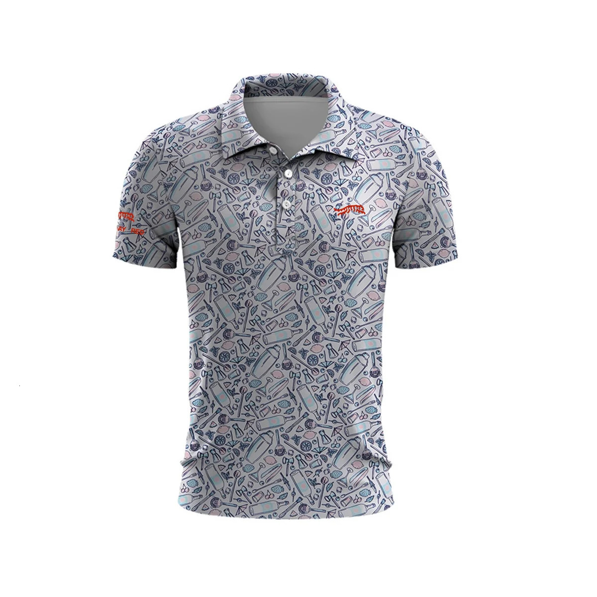 Golf Random Pattern Mens Summer Golf T-Shirt Top Quick Dry Golf Club Button Up T-Shirt Polo Shirt y2k Clothing Lapel 250225
