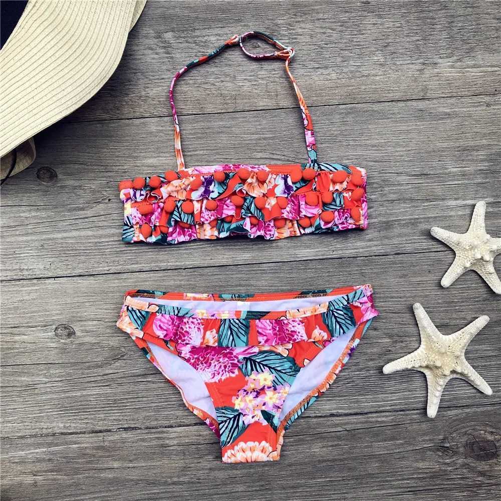 Girls Cute Floral Bikini Girl Two Piece Beachwear Child Split Swimwear Swimsuit Baby Bathing Suit For Kids Baby Girls Biquini X250224