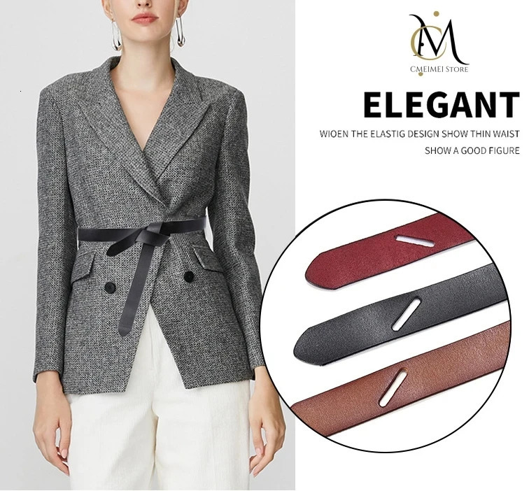 Cowhide Belt Ladies Soft Genuine Leather Knotted Strap Dress Accessories Gothic Retro er Girdle Corset for Women 250221