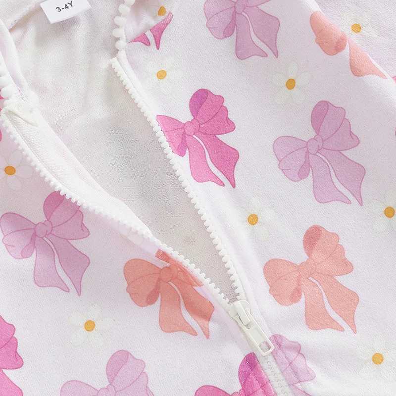 Girl floral print ruffled sleeve swimsuit cover with hooded zipper front summer beach and pool parties X250224