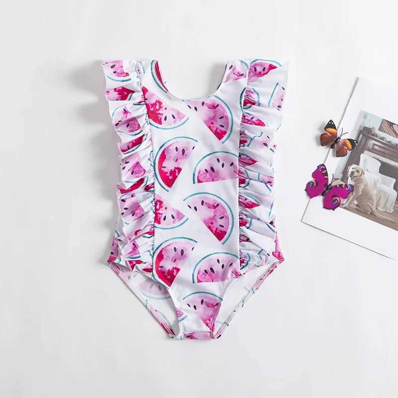 2024 Summer 1-5 Years Girls Swimsuit One Piece Swimsuit Flower Leopard Printing Swimwear For Children Summer Bikini Bathing Suit X250224