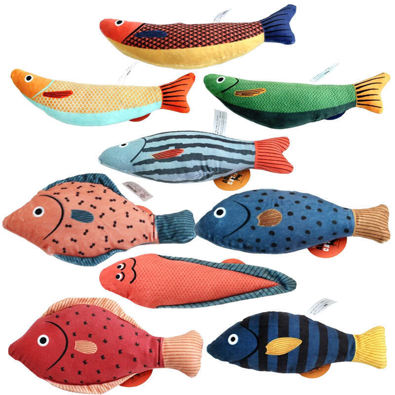 DHpet Infused Saury Fish Cat Toys - Soft, Durable, with Crinkle Sound for Interactive Indoor Kitty Exercise, 9.4 Inches, Suitable for All Breeds