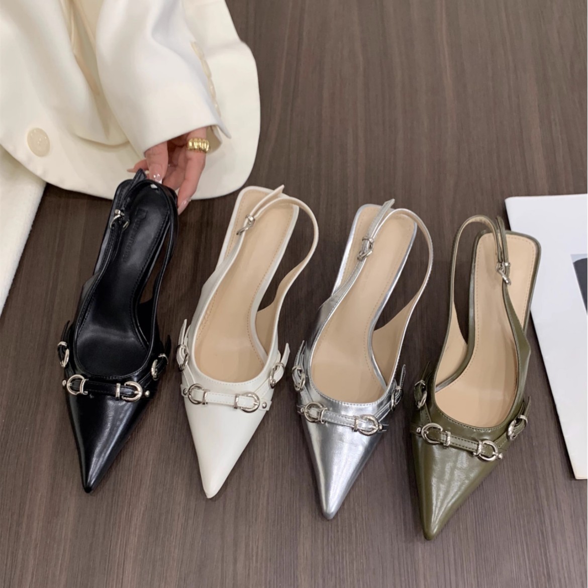 2025 new hot free shipping deigsner shoes for womens dress shoes black sliver white Elegant slim heel new fashionable temperament summer pointed high 