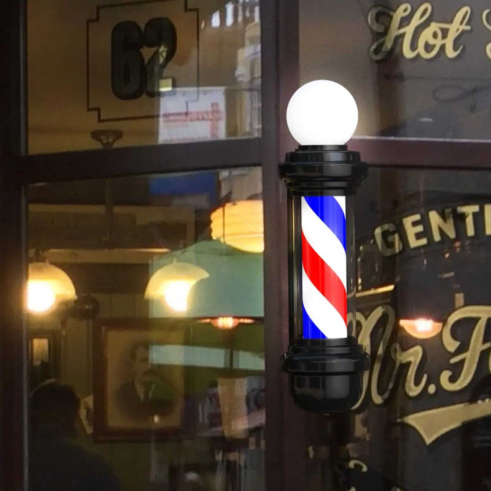 Barber Pole Light Cylindrical Hair Salon Barber Shop Classic Open Signboard Sign High Quality Wall Mounted LED Rotating Light X250225