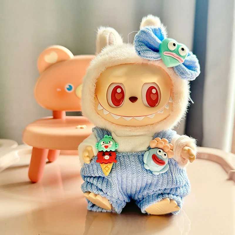 17cm labubu clothes outfit Plush doll clothes sweet tube big mouth fish strap pants Macaron Cute Clothing DIY Kid GiftT250225