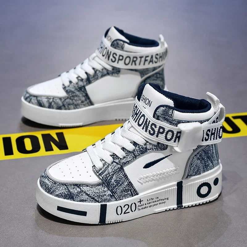 Spring/Autumn Teenager Shoe for Boy High Top Leather Sport Shoes for Boy White Beige Kids School Shoe Designer Children Sneakers W250225