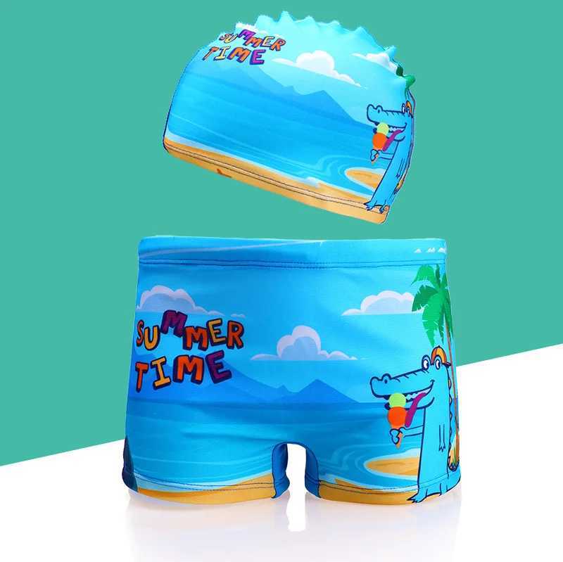 Children Cartoon Shark Swim Trunks Set Two Polyester Fabric dinosaur Boys Basketball Swimming Pool Play Water Sports X250224
