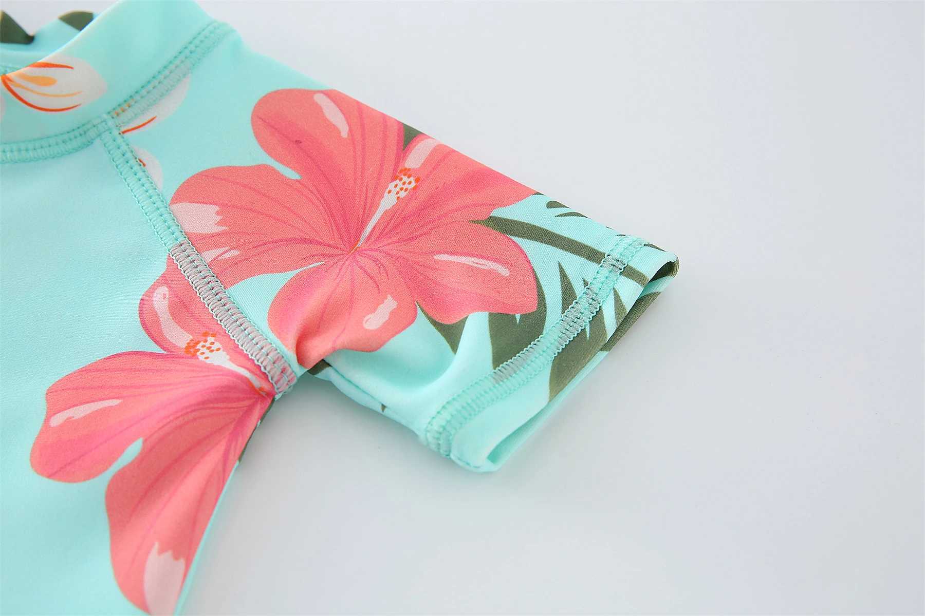 Re independent swimsuit childrens swimsuit Tankini set UPF50+beachwear short sleeved swimsuit bathing suit X250224