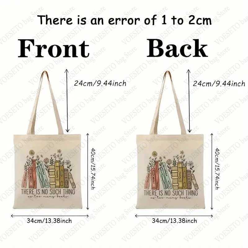 There Is No Such Thing As Too Many Books Pattern Canvas Tote Bag Best Gift for Who Love Reading Bags Bookish Women Shopping Bag Z250224