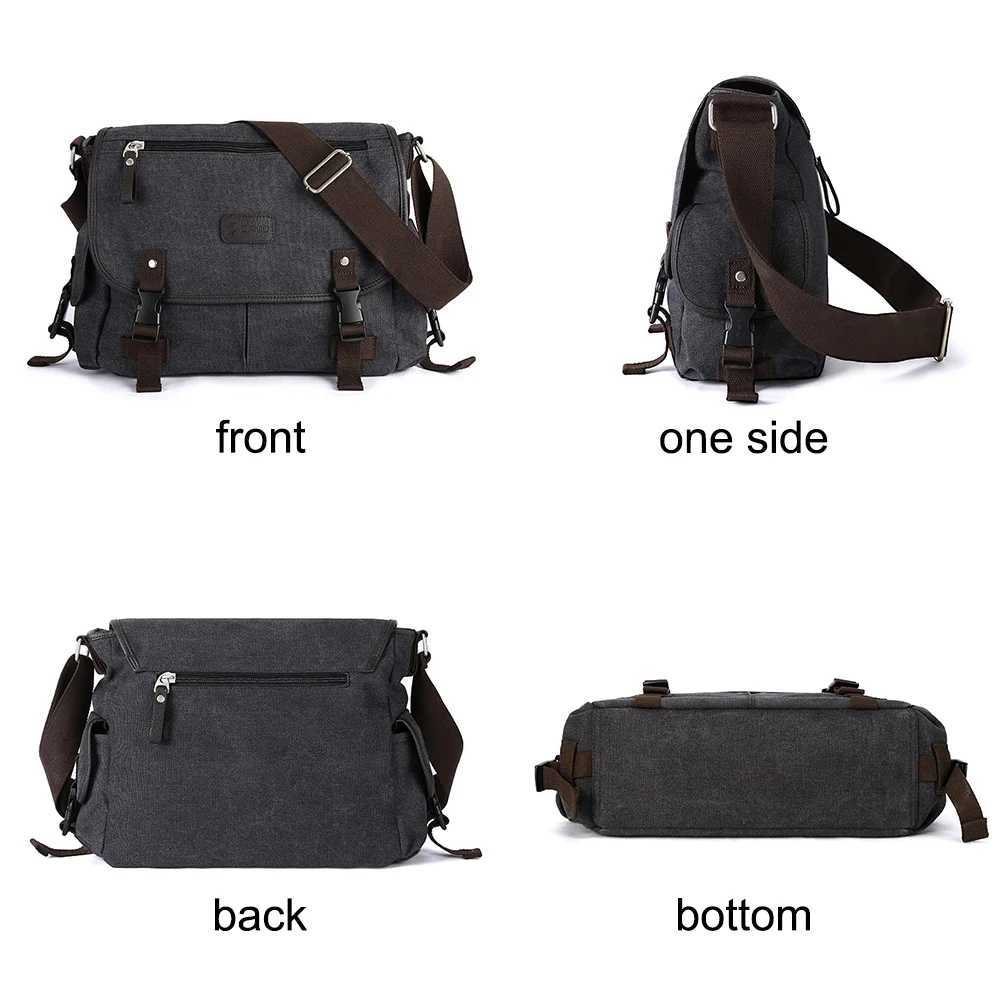 canvas messenger bag with multiple pockets adjustable strap waterproof suitable for 14 inch laptops for school and work Z250225