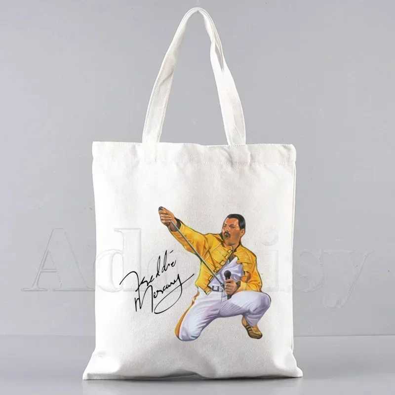 Freddie Mercury Tote Bag Unisex Canvas Bags Shopping Bags Printed Casual Shoulder Bag Foldable Z250224