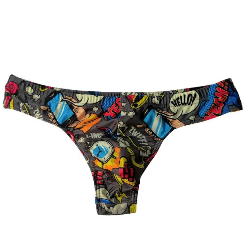 Mens Traditional Swim Thong Swimwear Fun Pop Style Low Rise Bikini Bathing Suit Sexy Swimsuit Beach Underwear with Drawstring W250224