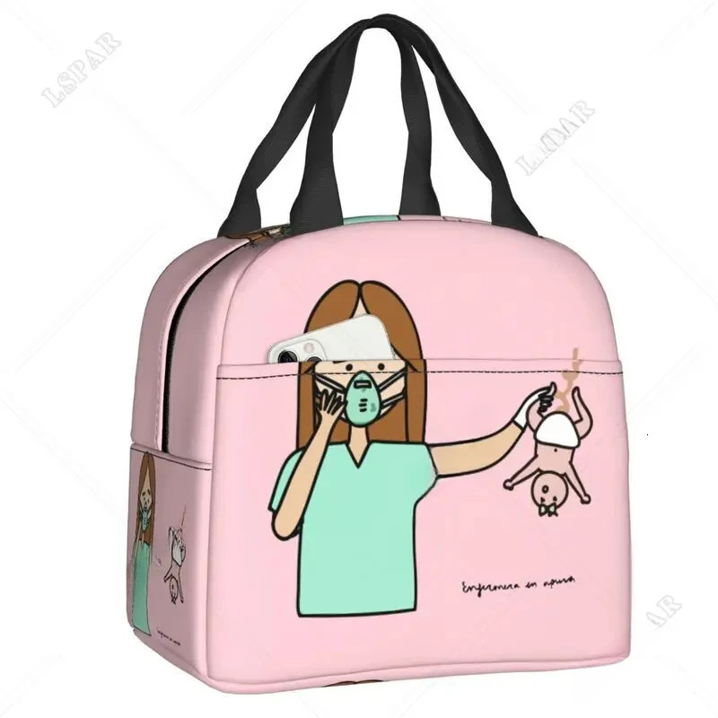 Enfermera En Apuros Doctor Nurse Thermal Insulated Lunch Bag Women Lunch Container for Work Storage Food Bento Box 250224