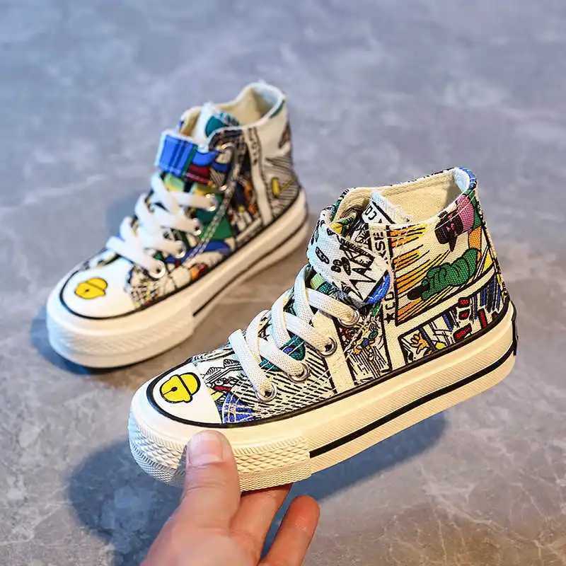 2021 Ins Fashion Boys Girls Sneakers Baby Shoes Children Canvas Shoes Colorful Sneakers Size 24-37 Children BootsT250225