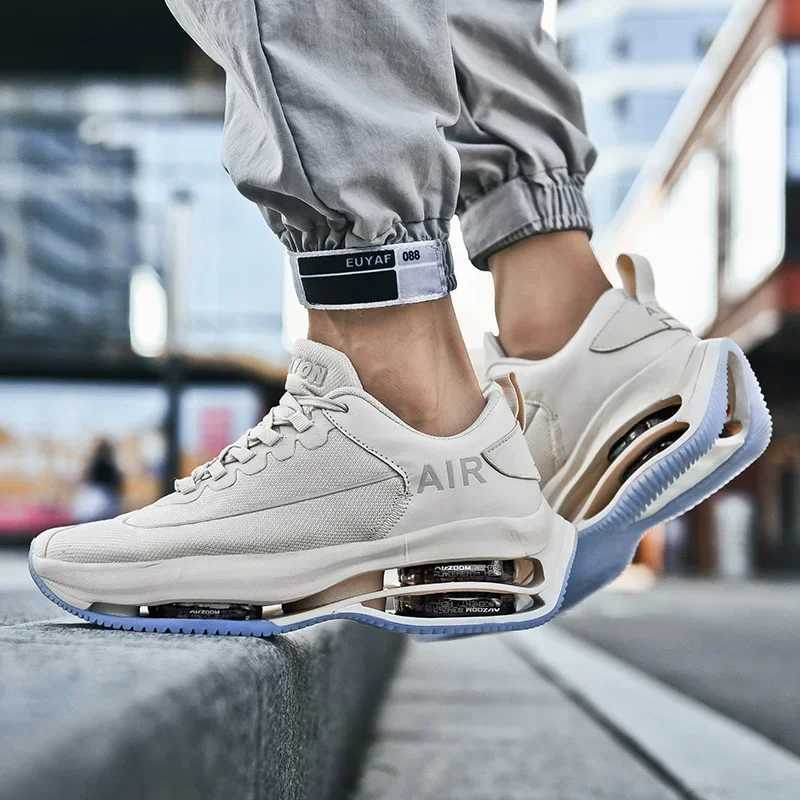 Breathable Men Running Shoes High Elasticity Air Cushion Gym Trainers Outdoor Sport Shoes Thick Sole Platform Jogging Sneakers X250224