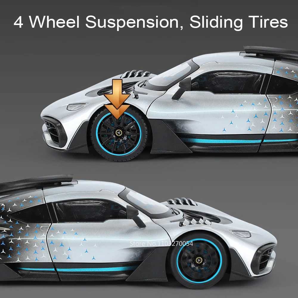 1 18 Benz AMG ONE Alloy Sports Car Diecast Model Toys Doors Opened with Sound Light Front Wheel Steering Vehicle Adult Kids Gifts Z250224