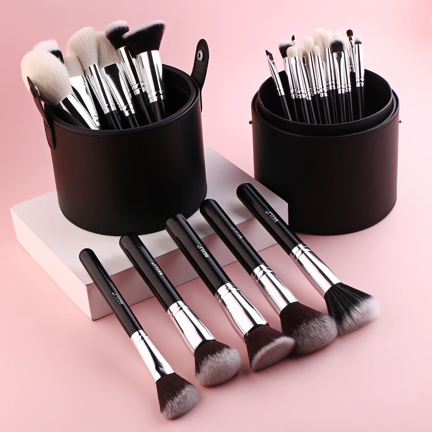 BEILI 25/30/42 Pieces Complete Professional Makeup Brushes Set Eye Shadow Foundation Powder Natural Goat Synthetic Hair Black 250224