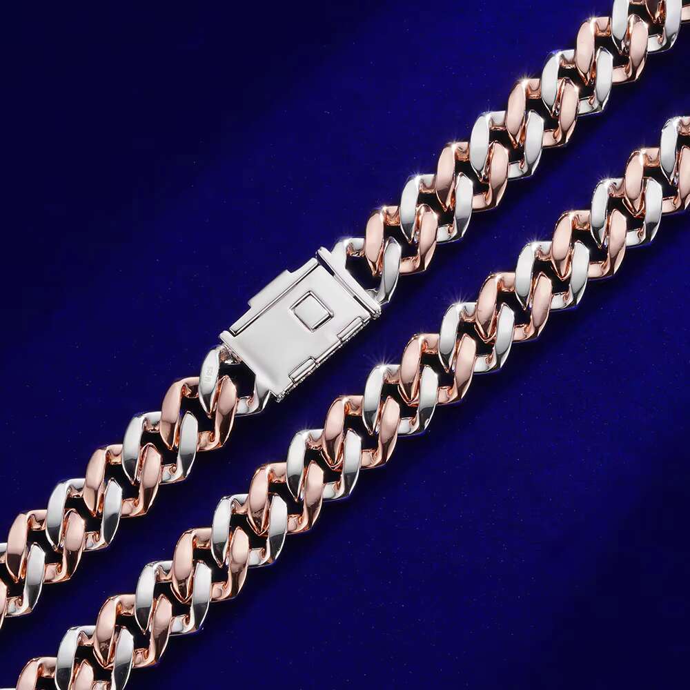 Wholesale Hip Hop Design New 3 Row Gold Baguette Sier Cuban Moissanite k Chain for Men