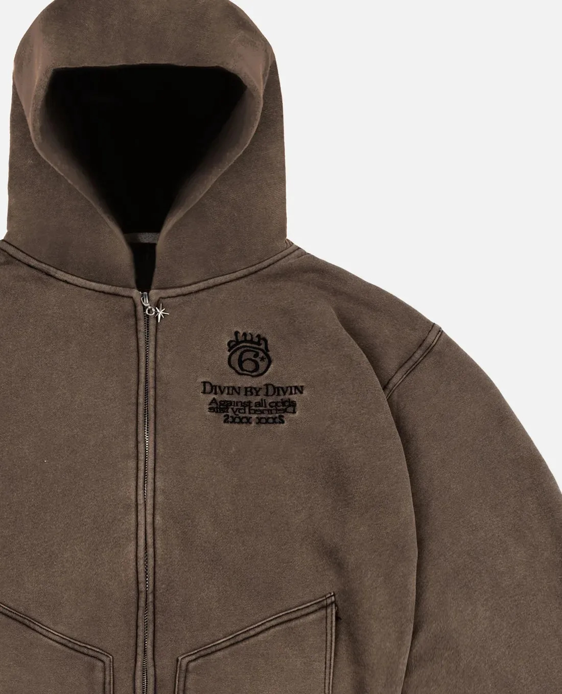 Vintage Brown Simplicity Basic Model Fashion Hoodies Loose Zip Up Washed Casual Sweatshirts for Couple Streetwear Clothes 250224