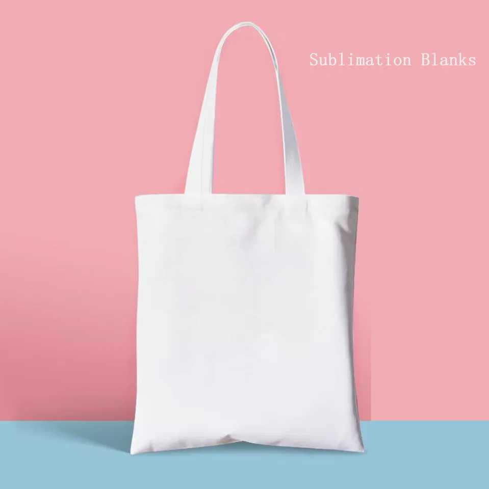 Hot Sublimation Blank Canvas Tote Shoulder Shopping Bag Women Ladies Handbag for Promotional Gift For Heat Transfer Print Z250224