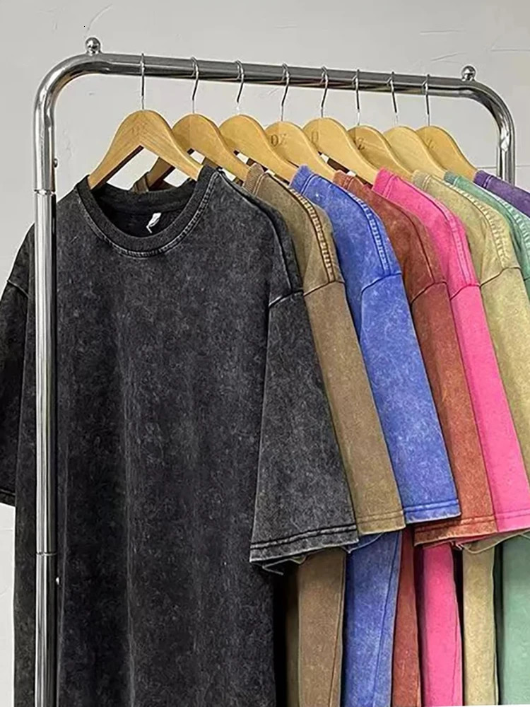 Streetwear Washed Vintage T-Shirts Hip Hop Retro Punk T Shirt Women Tops Cotton Neutral Short Sleeve Acid Wash TShirts 250225