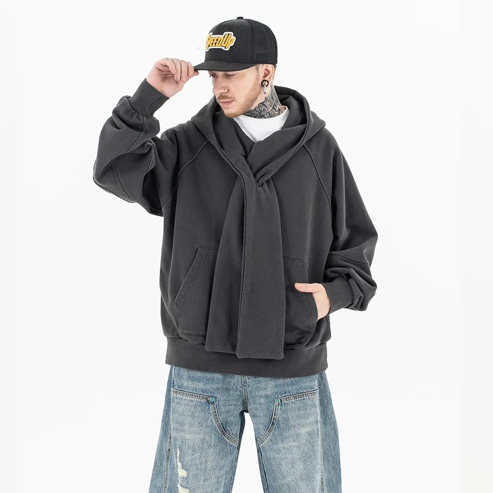 Superway Original Design Winter Niche Hoodies Unisex Cross Collar Hip Hop High Street Sweatshirts Vintage American Style Tops 250224