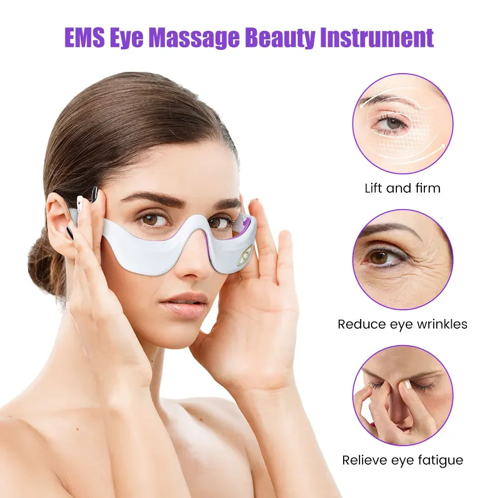 Under Eyes Red Light Therapy Massager GlassesMicrocurrent Eye Beauty Device Eyes Bag Remove Reduce Dark Circles Puffiness 250221