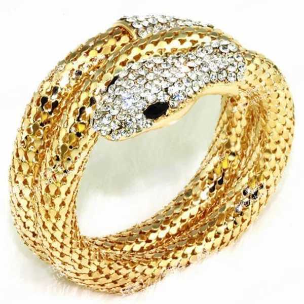 2022 new snake-shed bracelet punk exaggerated fashion multi-layer full diamond multi-strand snake braceletXJ250225