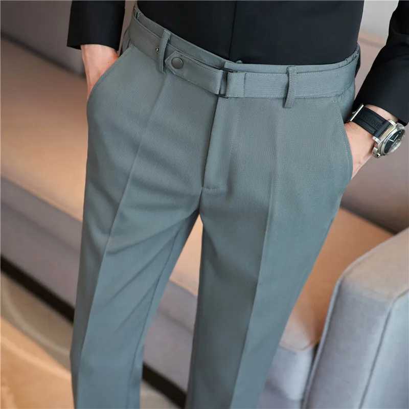 Formal Pants Business Mens British Style Solid Slim Casual Suit Pants Mens High Quality Office Social Ankle Trousers Streetwear W250225