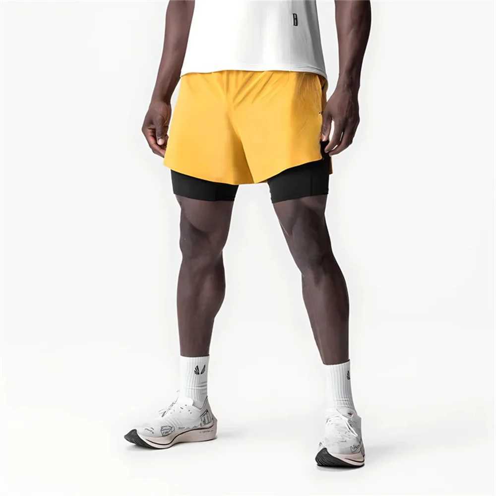 Mens Summer Quick Dry Breathable Sports Double-layer 2 in 1 Compression Shorts Man Running Gym Fitness Casual Jogger Short PantsT250224