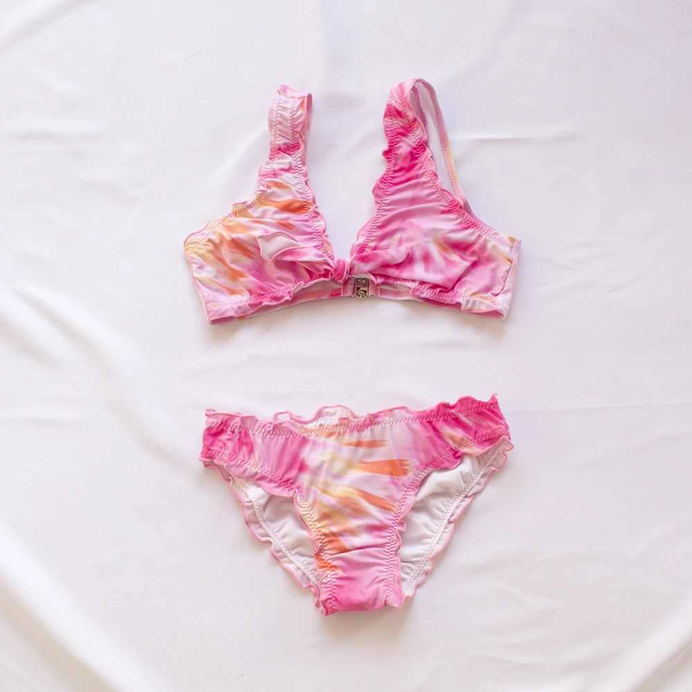 Gradient Kids Girls Bikini Set 2024 Tie Dye Girls Kids Swimwear Swimming Suit Summer Children Biquini Infantil Swimsuit A244 X250224