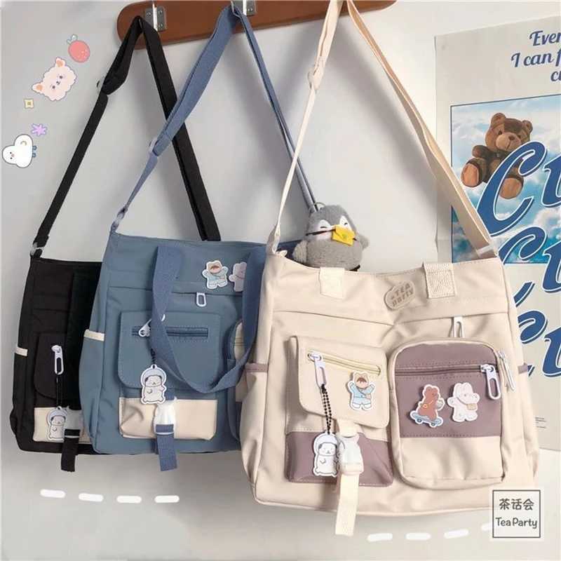 New high-capacity canvas bag for Japanese student class shoulder bag Ins Versatile Campus Messenger bag in 2025 Z250225