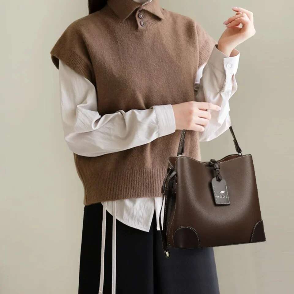 High-Capacity Soft Leather Womens Bucket Fashion Women Shoulder Messenger Bag Wear-resistant Ladies Handbag Sac