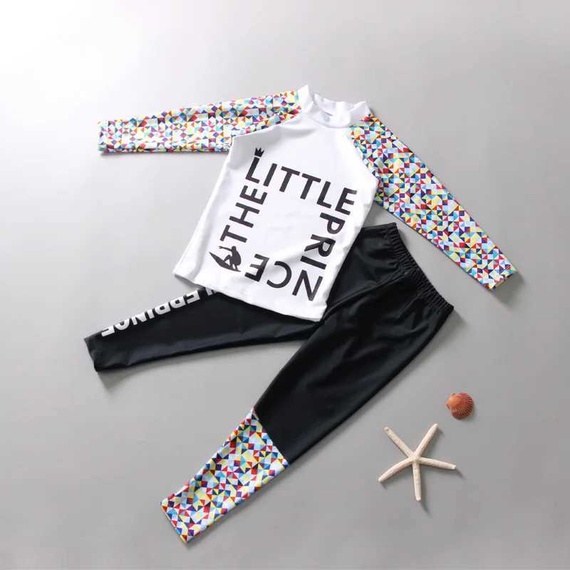 Boys swimsuit split up medium sized long sleeve pants sunscreen student big boys diving suit Korean childrens swimsuit X250224