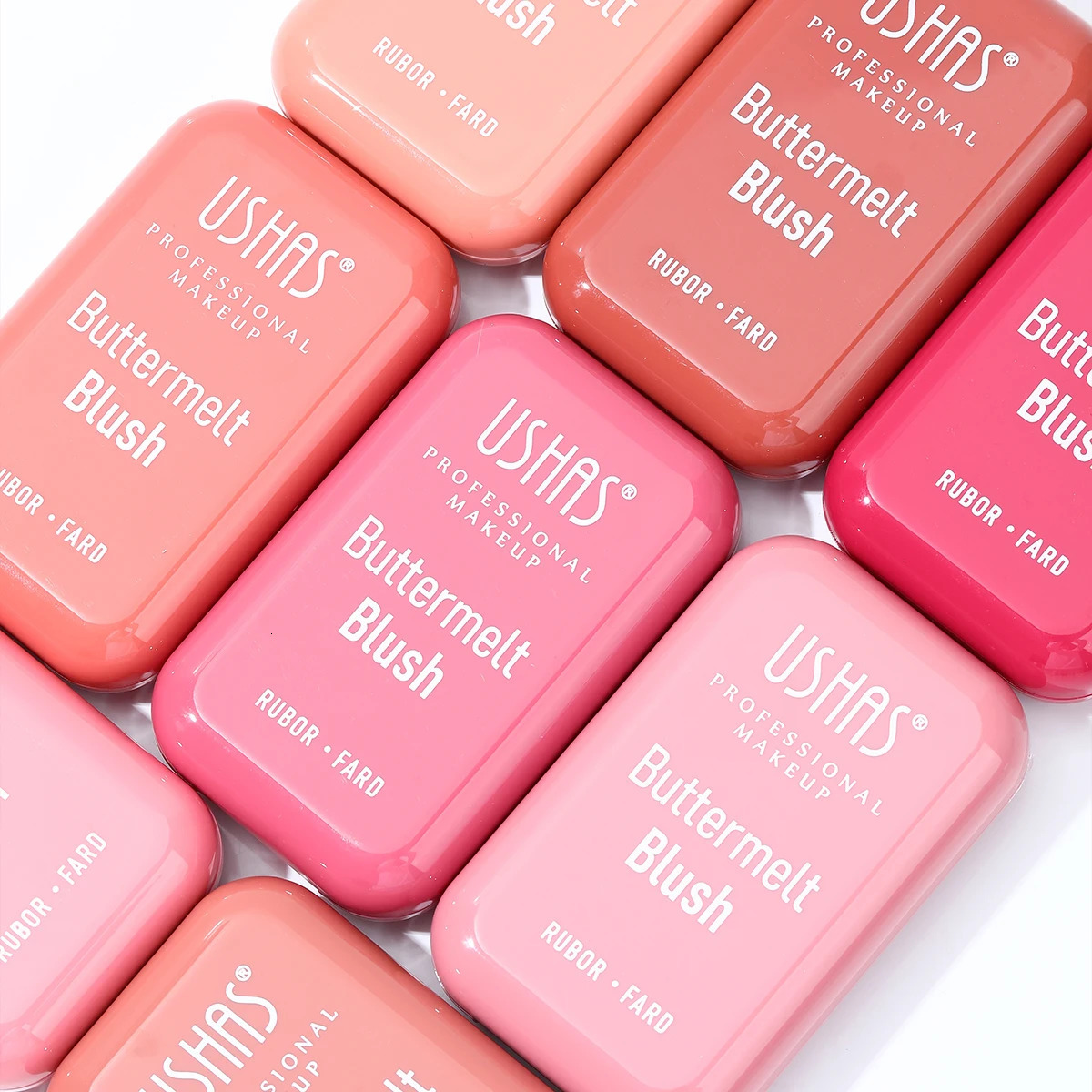 USHAS 8 Color Matte Blush Easy Coloring Embossed Blusher Palette Correct Facial Contours Blush Powder Makeup 250224